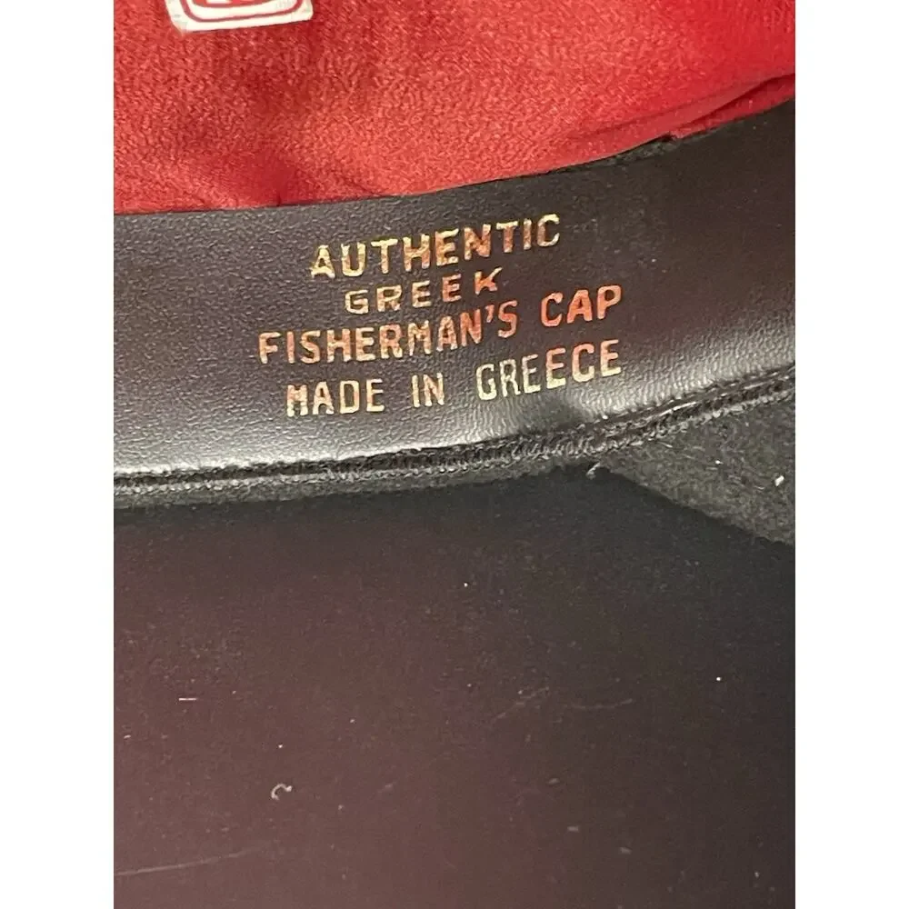 Vintage Greek Fisherman Cap Black Wool M 7 5/8 Made in Greece Ramsay